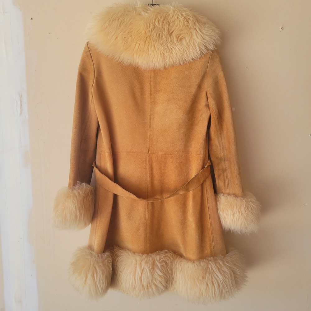 Vintage 70s lambskin fur trim Penny Lane Coat Medium - Picture 3 of 16